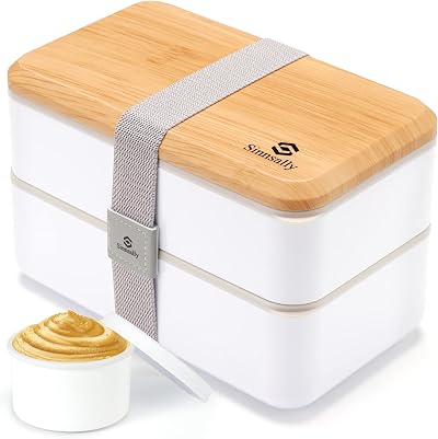 Sinnsally 1400ML Bento Box Lunch Container Stackable Leak-Proof Japanese Style