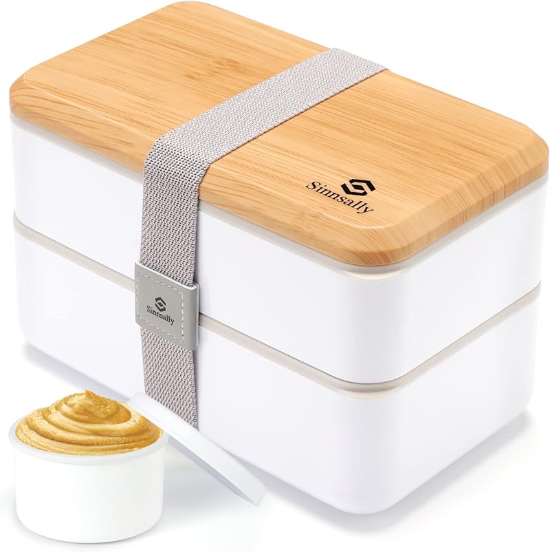 Sinnsally 1400ML Bento Box Lunch Container Stackable Leak-Proof Japanese Style
