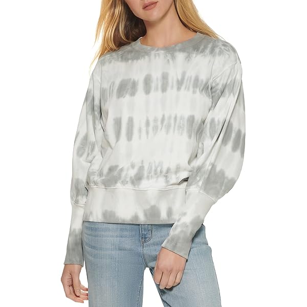 Dkny Womens Drawcord Cropped Crewneck Sweatshirtsweatshirt DKNY