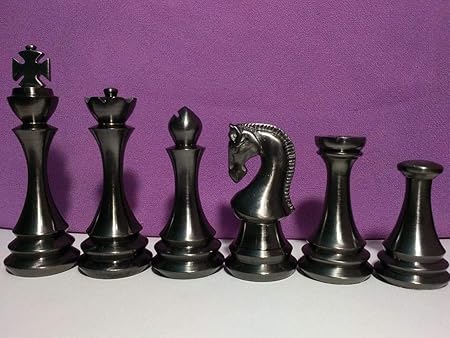 M I & Z Handicrafts Brass Metal Staunton 4 inch King, Chess Pieces/Coins Set for Gifting, Home Decor & Playing.