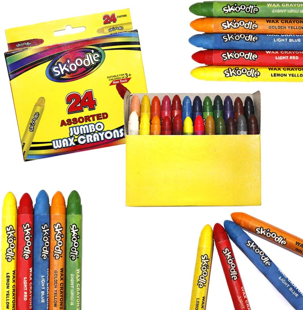 24 Pieces Assorted 80 mm Wax Crayon Set For Kids | Developing A Pencil Grip - Non Toxic, Soft Vibrant Color Crayons For Kids | Perfect For Drawing, Coloring & Painting - Gift Set For Kids | Age 2-4 : Office Products