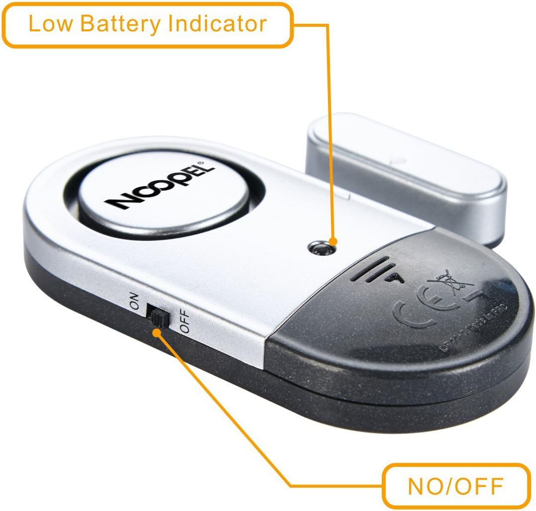 Door Window Alarm 4 Pack Noopel Home Security Ultra-Slim Wireless Magnetic Sensor Burglar Anti-theft 120DB Alarm with Batteries included - Image 4