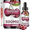 Magnesium Glycinate Supplement, Magnesium Glycinate Liquid Drops 500mg with Calcium, Zinc, Vitamin B6, D3, L-Theanine, Omega 3 for Sleep, Mood, Stress Relief, Bone, Muscle, Cherry Flavor