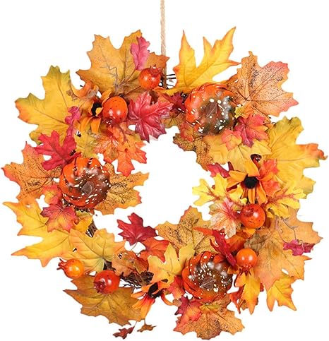 Amazon Co Jp クリスマス フロントドア リース パンプキン 松ぼっくり 秋 メープルリーフ リース ハロウィン 感謝祭 サプライ C 1 Diy 工具 ガーデン
