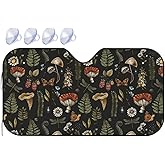Windshield Sun Shade Vintage Magic Mushroom Leaf Forest Car Front Window Sunshade Blocker UV Visor Retractable Automotive Sunshades for Vehicle SUV Truck Protector 51x27.5 inch