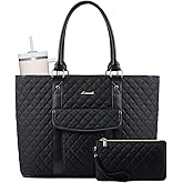 LOVEVOOK Laptop Tote Bag for Women 15.6 Inch,Waterproof Computer Bag for Laptop for Womens,Quilted Travel Work Tote Bags for Women,Stylish Laptop Bag Purse with Luggage Sleeve for Teacher,Nurse,Office