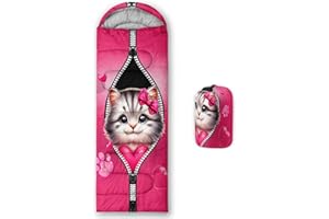 AILONEN Kawaii Panda Sleeping Bags,Lightweight & Waterproof,3 Season Warm & Cool Weather,Dreamy Purple Flower Animal Themed S