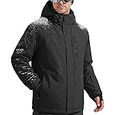 FREE SOLDIER Men's Waterproof Ski Snow Jacket Fleece Lined Warm Winter Rain Jacket with Hood Fully Taped Seams
