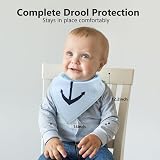 Newthinking 10 Pack Baby Dribble Bibs 100% Cotton Adjustable Snaps Gray-Blue view 4