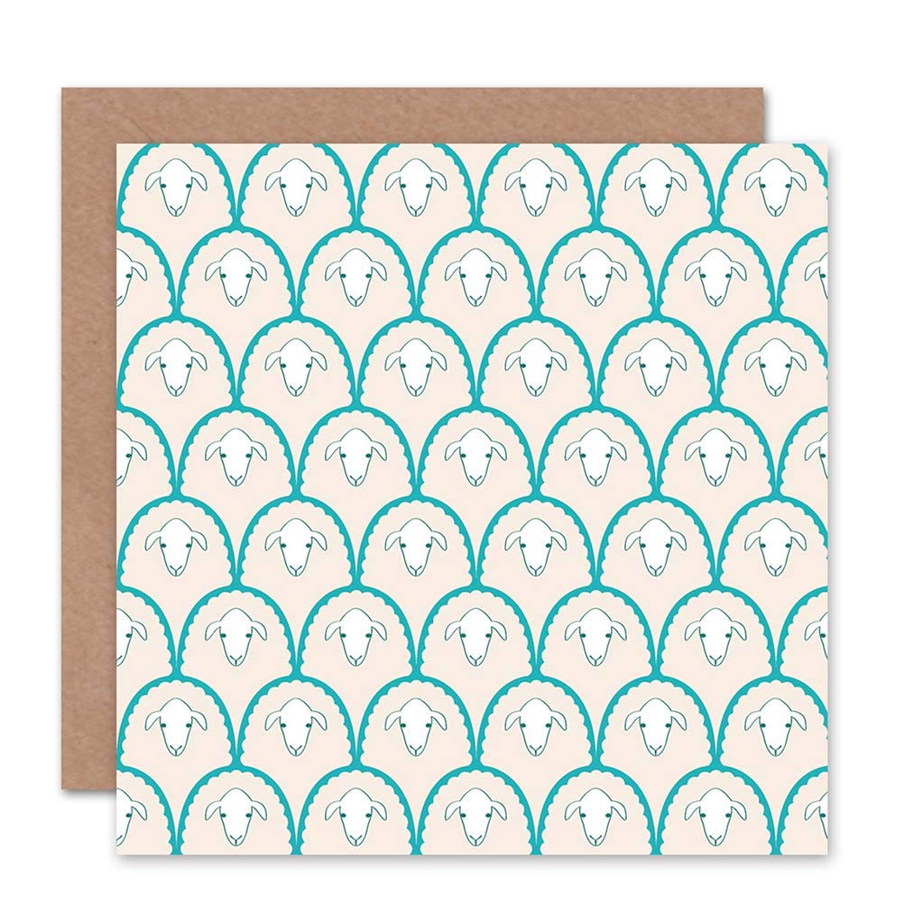 Wee Blue Coo CUTE SHEEP WHITE PATTERN BLANK GREETINGS BIRTHDAY CARD ART