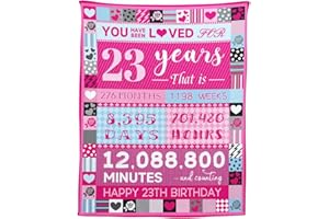 YISUMEI 23 Year Old Girl Birthday Gifts, Pink Love Rose Elements Happy Birthday Blanket, Sweet 23 Gifts for Girls Daughters Sisters Friends, 50"x60"