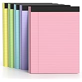 AILZFEI 5 Pack Colored Legal Pads 8.5 x 11 College Ruled Paper Note Pads Narrow Ruled 50 Sheets per Notepad Perforated Writing Pad Durable Sturdy Back 8x11 Pads of Paper Pink Purple Blue Green Yellow