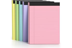 AILZFEI 5 Pack Colored Legal Pads 8.5 x 11 College Ruled Paper Note Pads Narrow Ruled 50 Sheets per Notepad Perforated Writing Pad Durable Sturdy Back 8x11 Pads of Paper Pink Purple Blue Green Yellow