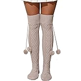 SherryDC Women's Cable Knit Thigh High Socks Over the Knee Leg Warmers Long Winter Boot Stockings