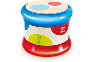 Hape Baby Drum | Colorful Rolling Drum Musical Instrument Toy For Toddlers, Rhythm & Sound Learning, Battery Powered (E0333), L: 5.9, W: 5.9, H: 5 inch