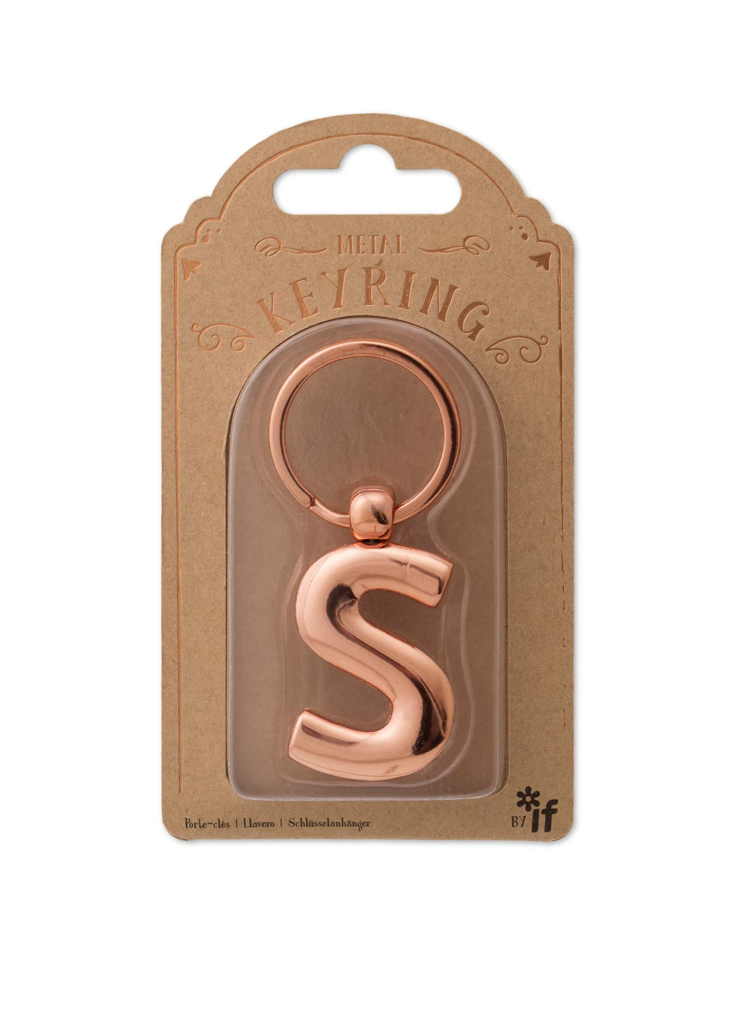IF Metal Letter Keyring Personalised Alphabet Letters - Rose Gold - S — image 1