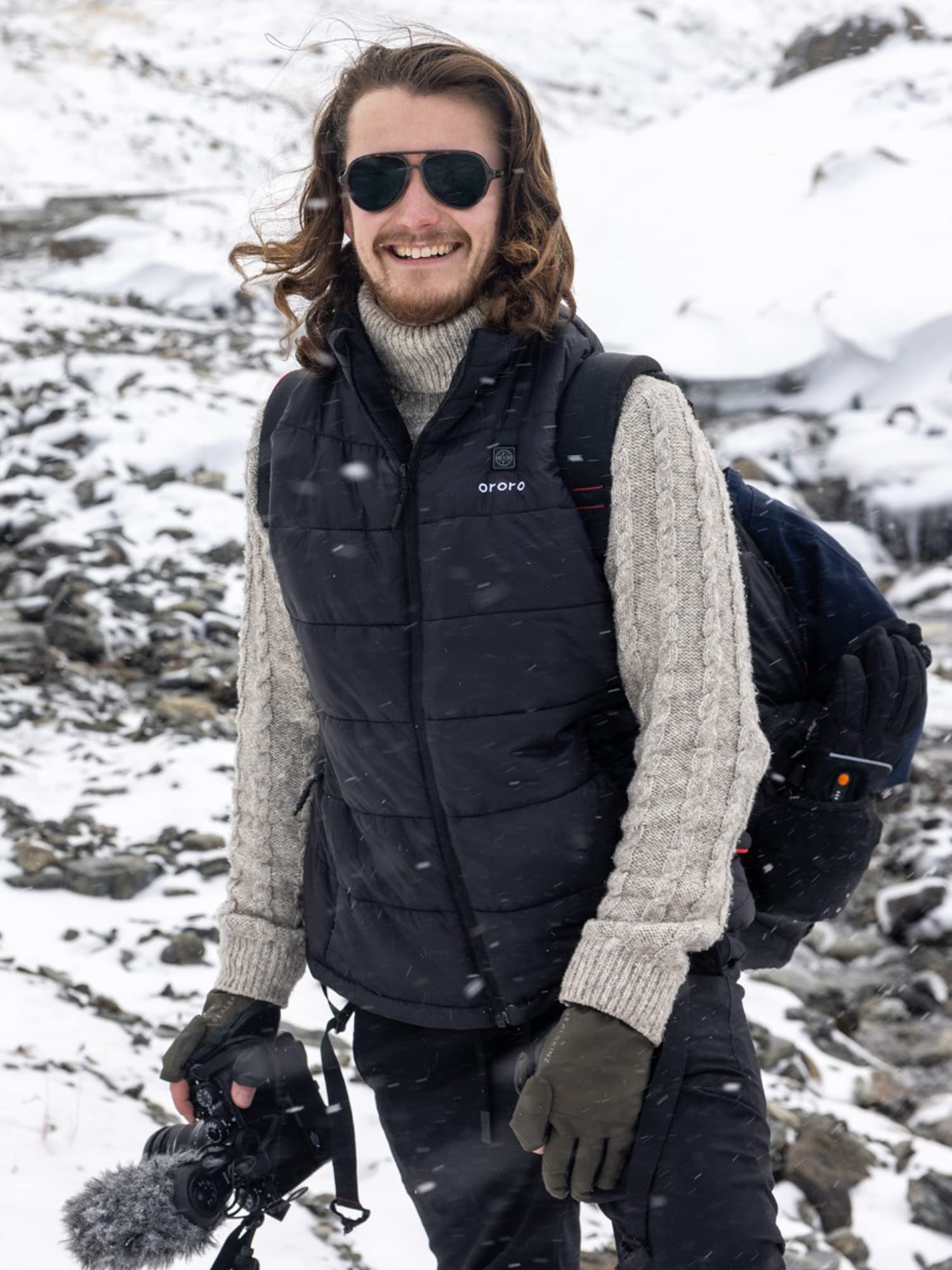 ORORO Men's Lightweight Heated Vest with USB-C Rechargeable Battery, Puffer Classic Heating Vest