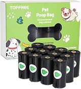 Topfree Thick Dog Poop Bags 180 Count Corn Starch Environment Friendly Black