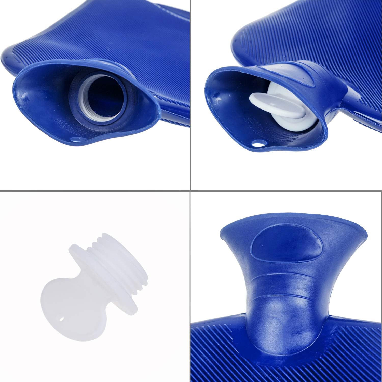 Attmu Classic Rubber Hot Water Bottle 2 Liter with 2 Pack Knit Covers and 1 Bottle Stopper, Red (C-Blue): Health & Personal Care