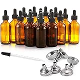 24 Pcs, 2 oz Dark Amber Dropper Bottles with 6