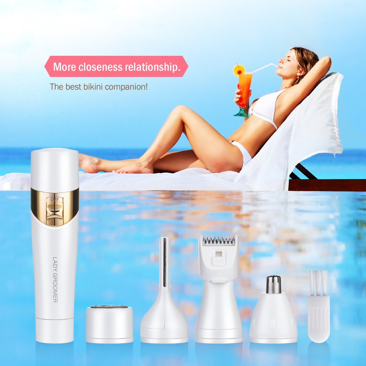 Bikini Trimmer, 4 in 1 Women Shaver Eyebrow Trimmer Nose Trimmer