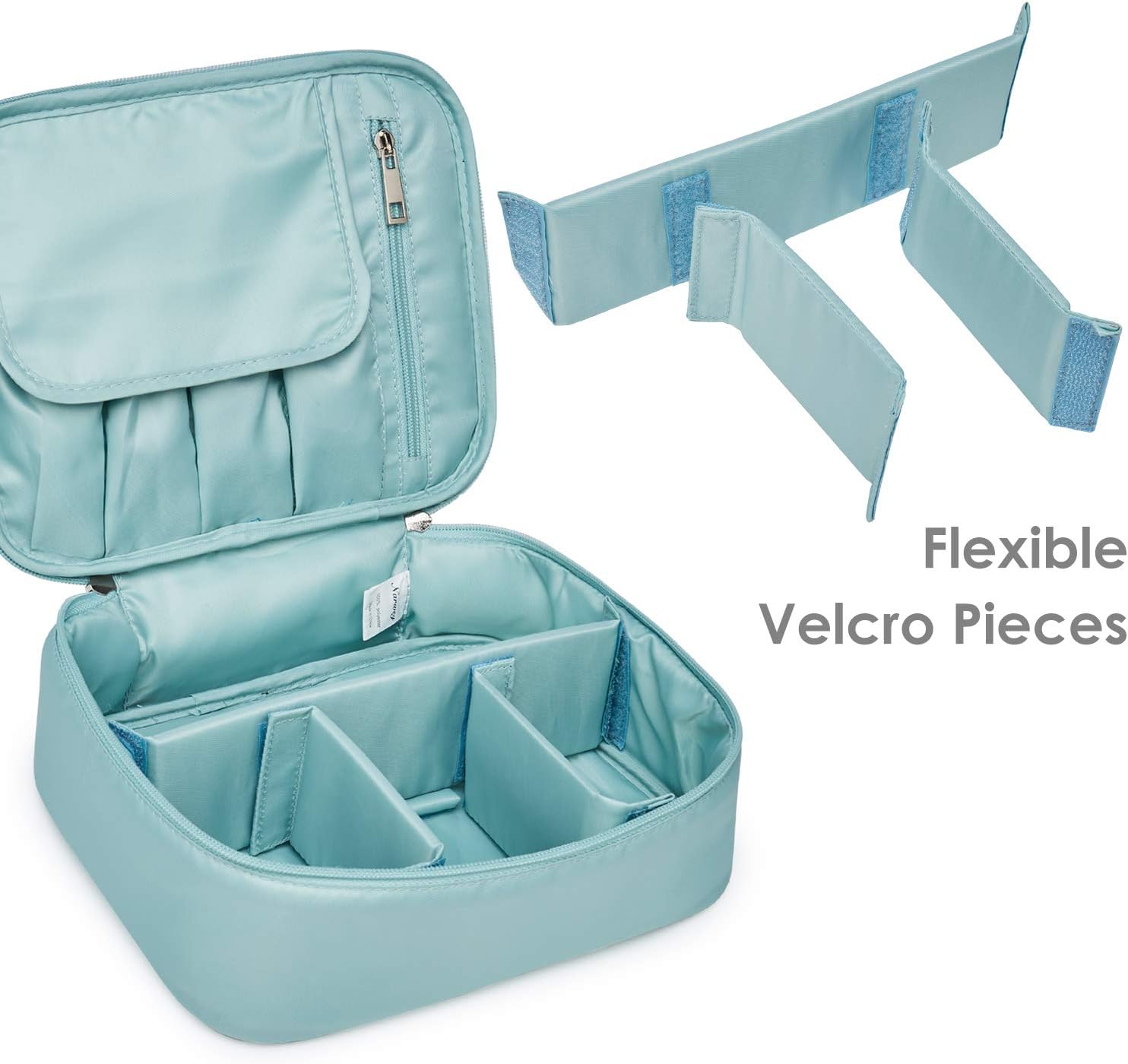 Travel Makeup Bag Large Cosmetic Bag Make up Case Organizer for Women and Girls (Sky Blue)