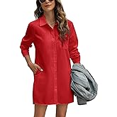 1212 LAKE + WOLFE Women Button Down Long Sleeve Casual Loose Solid Striped Women's Button Down Shirts Dresses