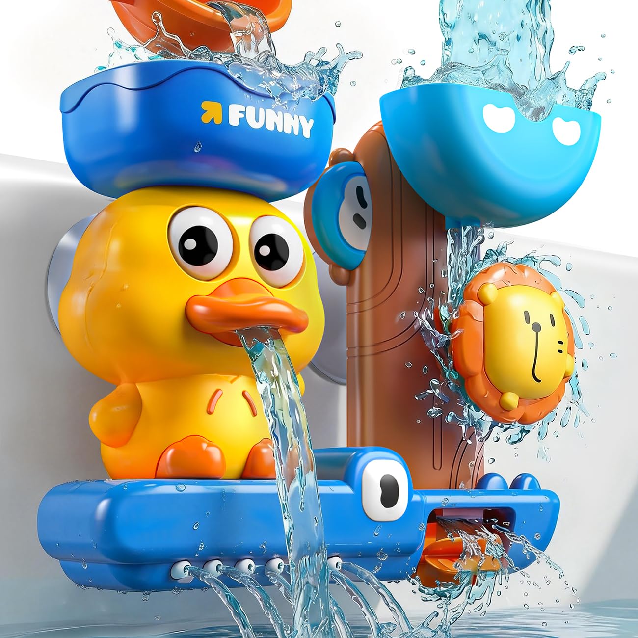 Kids Bath Toys for 1 2 3 Year Old: Fun Duck Blue Toys for 2 3 4 Year Old Boy - Popular Gifts for Boys Age 1-3 - Bathtub Toys for Baby Boys 12+ Months