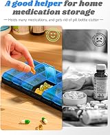 COLORWING Extra Large Pill Organizer 2 Daily AM PM 14 Comp 7 Days Blue view 6