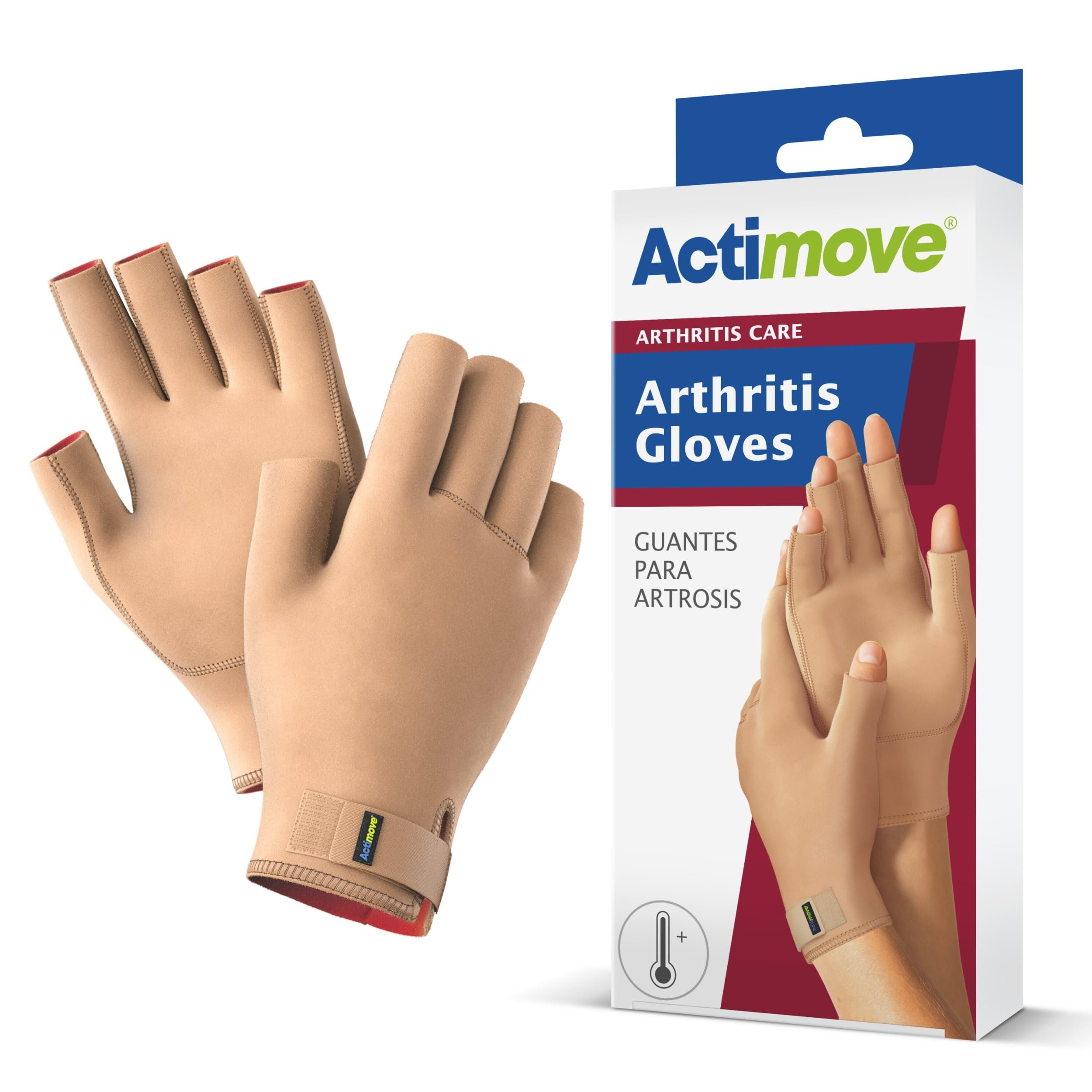 Actimove® ARTHRITIS CARE Arthritis Gloves - Medical Compression Support and Warmth for Hand Arthritis, Overuse Syndrome and Aching Fingers and Hands - Beige, Small