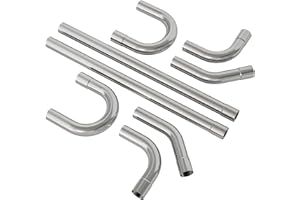 Jaxilyn Exhaust Pipe Kit 2.5 Inches Mild Steel DIY Custom Exhaust Kit Tubing Mandrel Bend Pipe Straight & U-Bend 16 Gauge Universal 8PCS