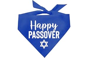 TEES & TAILS Happy Passover Jewish Star Dog Bandana (Royal, OS 76)