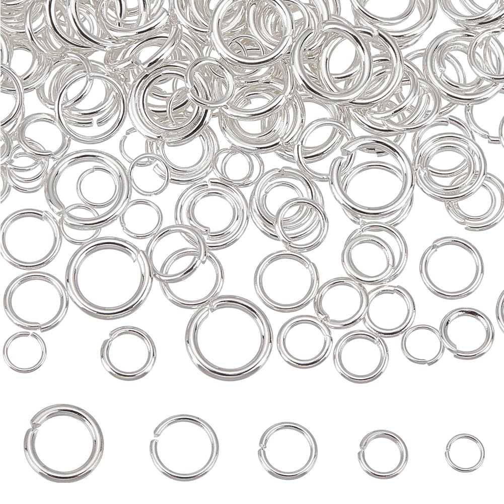 UNICRAFTALE 200 Pcs 5 Sizes Stainless Steel Open Jump Rings 4-8mm Round Rings Silver for Jewelry Making