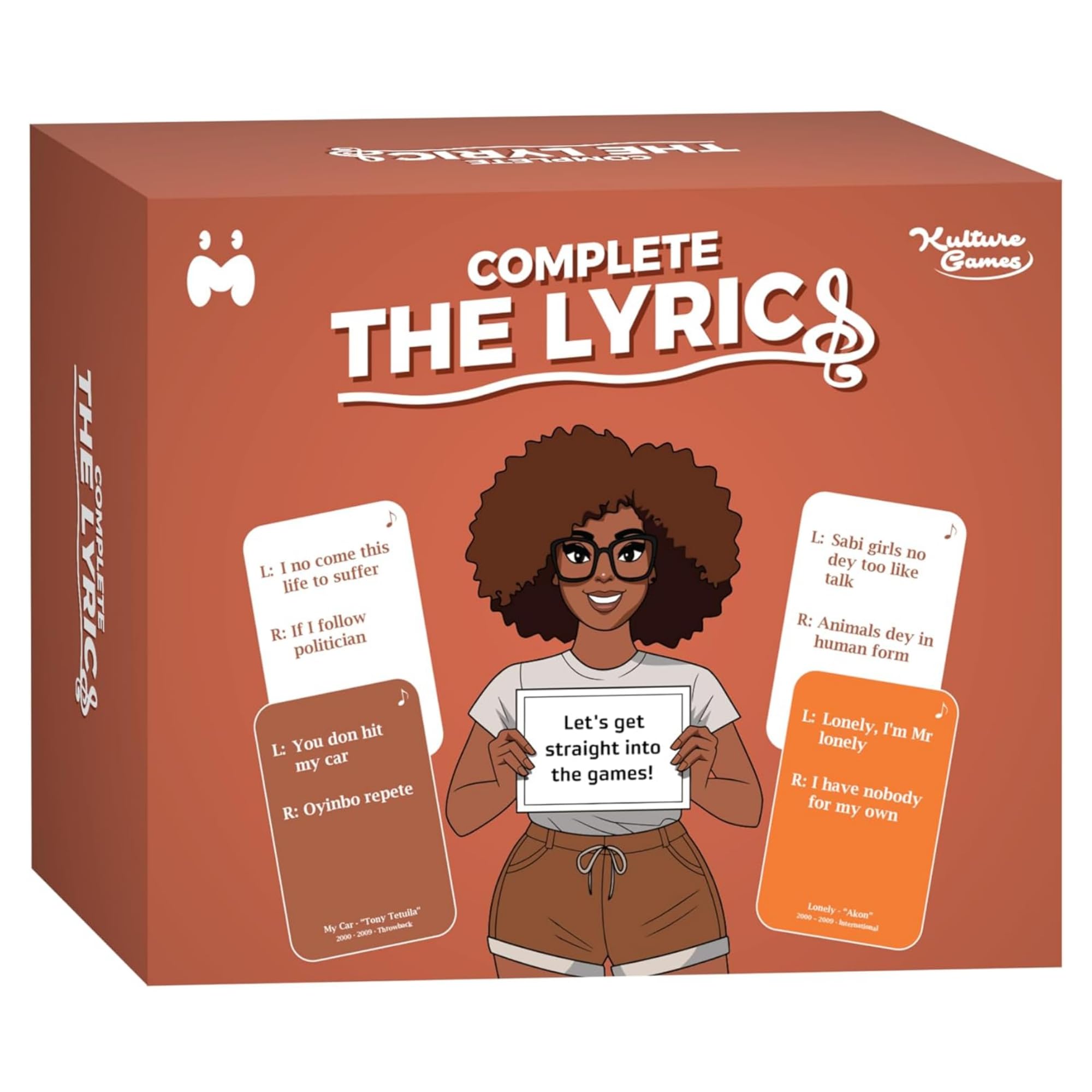 Kulture Games Complete The Lyrics: Afrobeats, Nigerian Throwbacks & International Hits – Party Game for Adults, Teens & Families