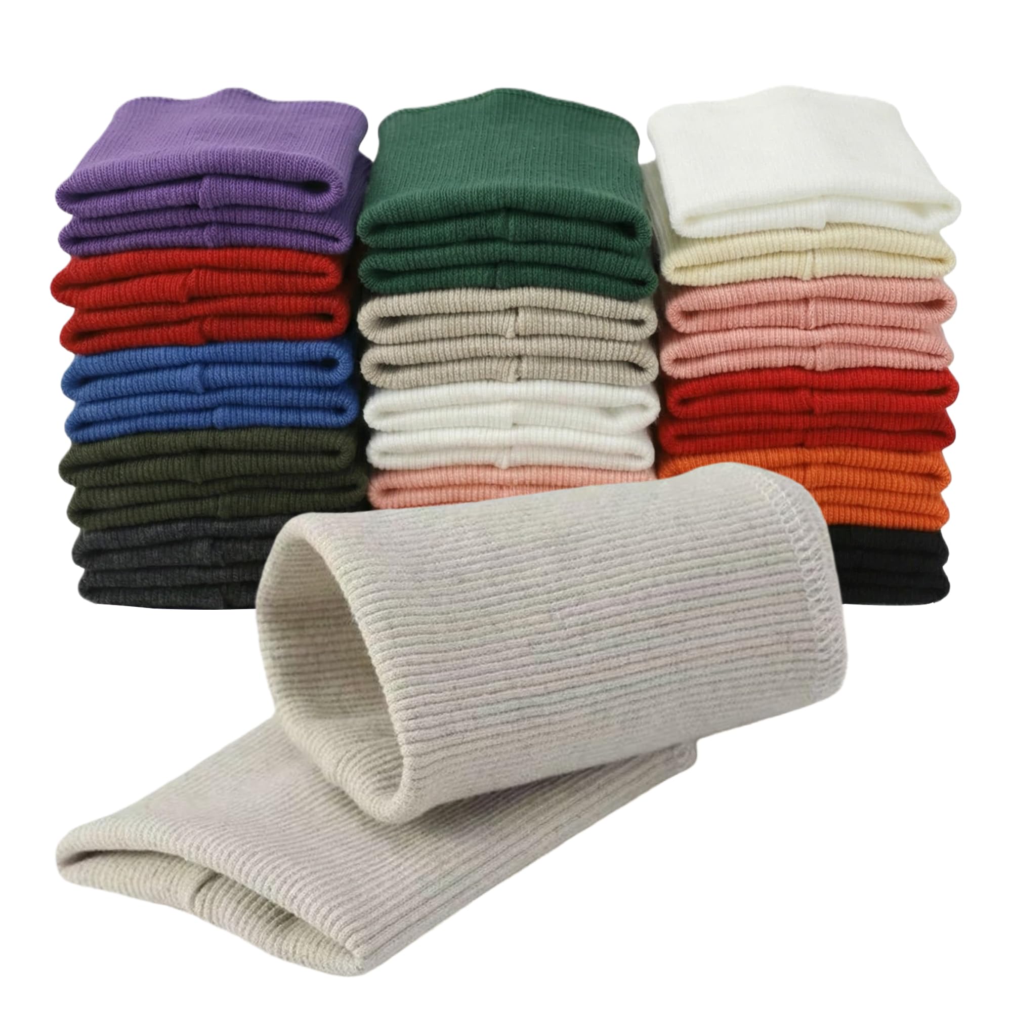 Photo 1 of 1 Pair of Finished Cotton Rib Knit Cuffs - Stretch Ribbing for Jacket & Sweater Sewing Repair -Snowflake Grey