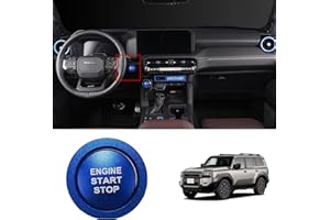 GENERIC 2 Pcs Aluminum Alloy One Click to Activate The Inner and Outer Ring Knob Covers Suitable for 2024 2025 Toyot-a Land Cruiser 250 1958 Prado Lc250 J250 Car Trim Decoration Interior Accessories (Blue)