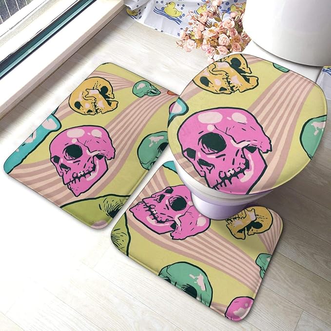 Hedes - Juego de alfombras de baño, diseño de calaveras de caramelo en