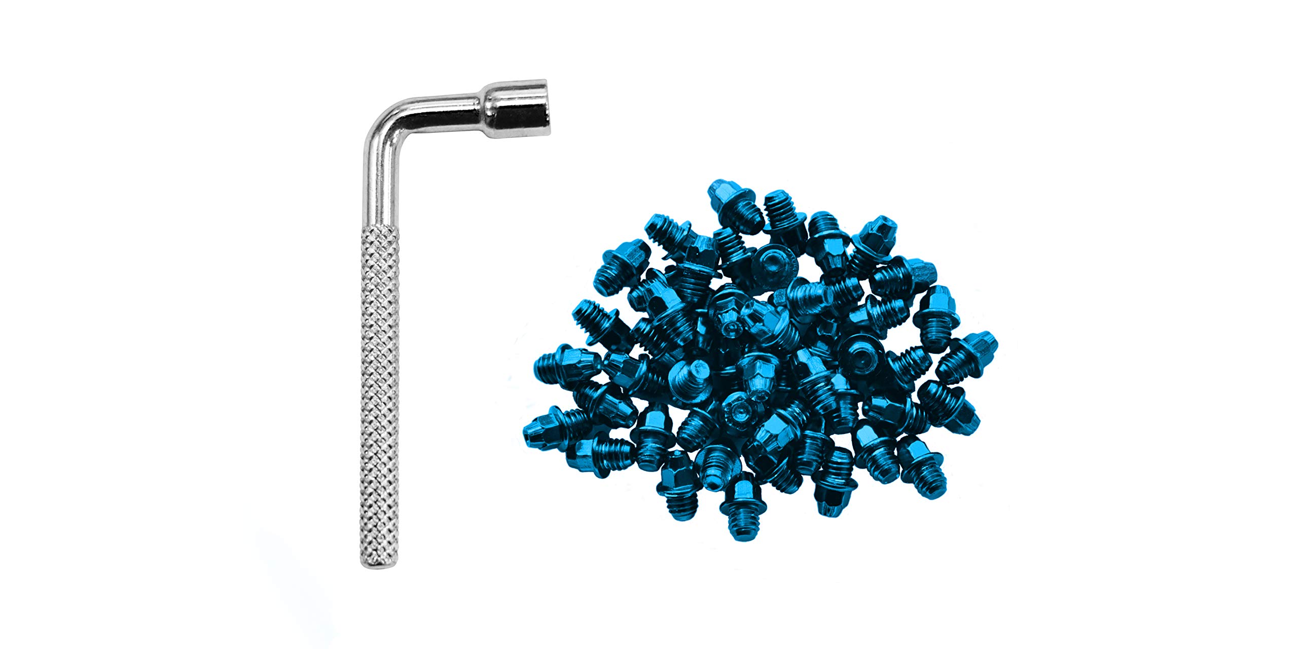 Funn Pedal Pins Studs for Mamba, Ripper, and Python Pedals, 50pcs of M4 x 5mm Street Pins with a 4mm Socket Wrench (Blue)