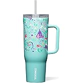 Corkcicle Cruiser Insulated Tumbler with Handle & Straw - Keeps Drinks Ice Cold - Triple-Insulated - Leakproof Travel Mug - BPA-Free - Summer Drinkware Gift - 40 oz, Princess Ariel