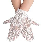 GHGMAO Women's Lace Floral Opera Tea Party Gloves Elegant Floral Bridal Wedding Prom Short Gloves Costume Accessories