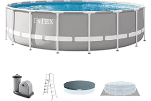 INTEX 26731EH Prism Frame Premium Above Ground Swimming Pool Set: 18ft x 48in – Includes 1500 GPH Cartridge Filter Pump – Rem
