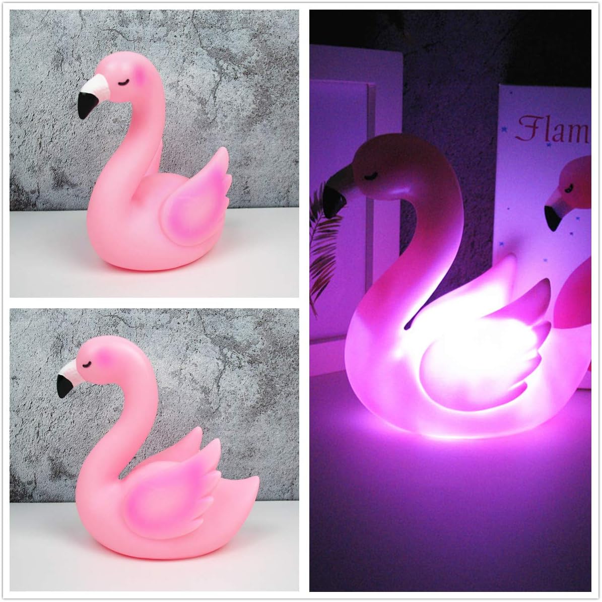 Fantes LED Flamingo Night Light Decorative Light Battery Operated Baby Children Nursery Light for Bedroom Party Christmas Birthday Gift (Pink - Image 3