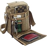 dealcase Canvas Small Messenger Bag for Men Women, Casual Shoulder Bag Chest Bag Travel Carry Bag Multi-pocket Purse