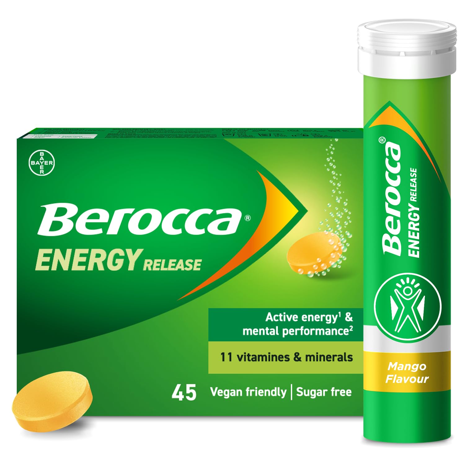 Berocca Vitamin C Effervescent Mango Flavour Tablets, Pack of 45