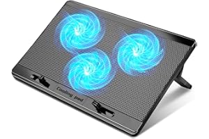 LIANGSTAR Laptop Cooling Pad Gaming Laptop Cooler, Laptop Stand with 3 Cooling Quiet Fans for 15-17.3 Inch, Cooling Fans with 7 Heights Adjustable, Switch Control Fan Speed, 2 USB Ports & Large Mesh