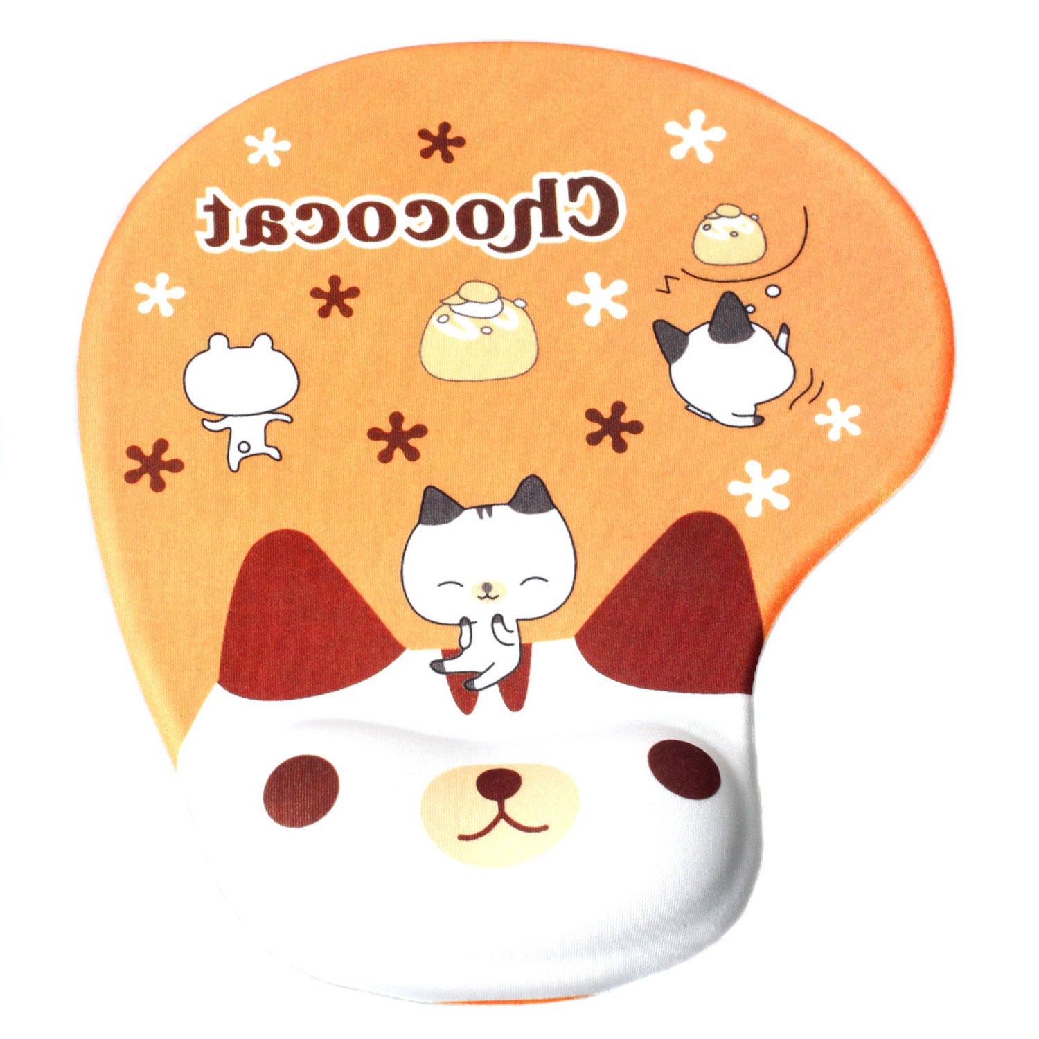TUKA Mouse Pad with Designed Cute Cartoon Animals, Anti-Fatigue Mice Pad with Comfortable Gel filled Wrist Rest Gel Support, Ergonimic Mouse Mat Wrist Support Pad, TKC5100 chocolatecat