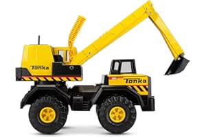Tonka Steel Classics, Mighty Excavator– Made with Steel & Sturdy Plastic, Yellow Friction Powered, Boys and Girls, Toddlers Ages 3+, Construction Truck, Toddlers, Birthday Gift, Holiday