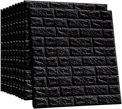 Amazon Leisime 3d立体壁紙 シール シート 防水 防カビ ブラック Peクッション リビング ホーム 壁材 貼り付け レンガ 77x70cm 10枚入り 壁紙