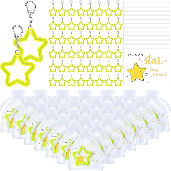 Set De 40 Colgantes Reflectantes De Estrella En Colores Aleatorios – Llaveros De PVC Brillante Para Mochilas Y Bolsos – Seguridad Nocturna