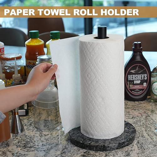 Koville Luxury Norway Granite Paper Towel Holder Countertop, Metal Rod 8